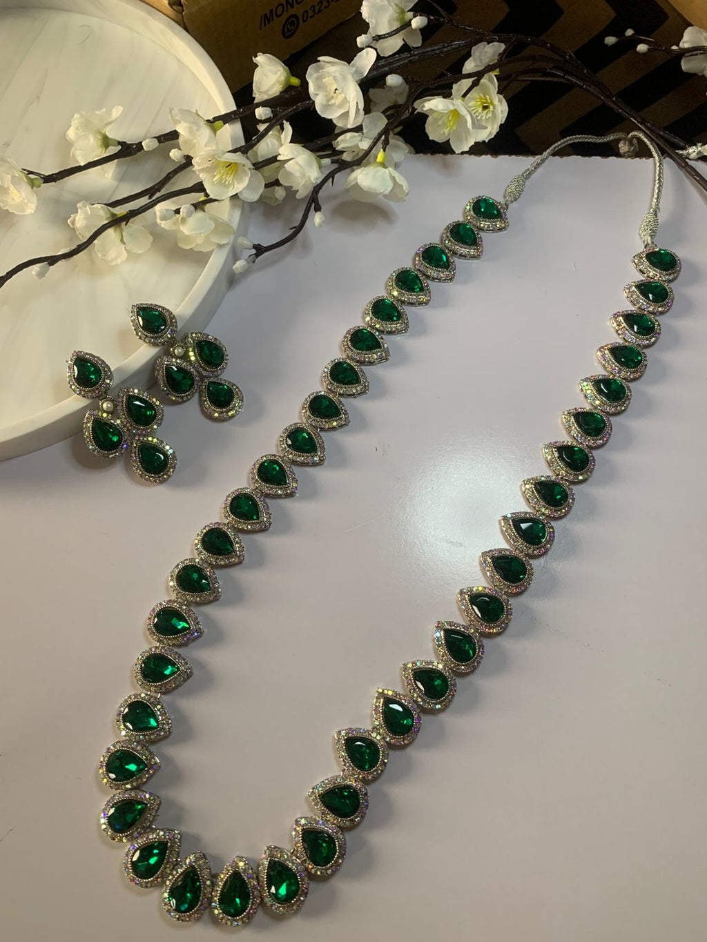 Emerald Green and Silver Mala Set CODE: CS - 01